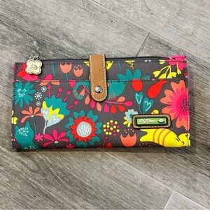 Lily Bloom Multi Cats Playful Floral Garden Snap Close Travel Wallet